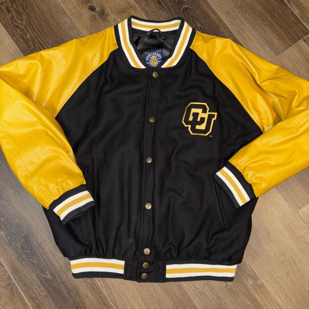 Steve &‎ Barry's CU Buffaloes Black and Gold Varsity Jacket Size XL